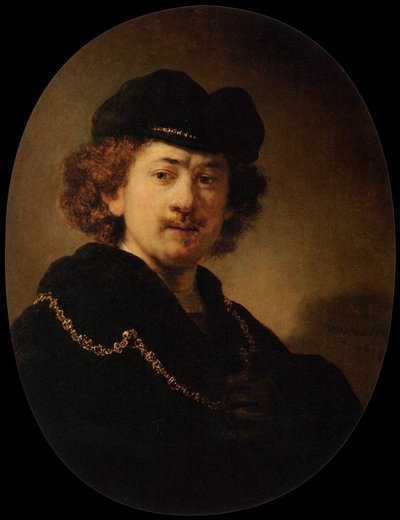 Autoportrait portant un toque et une chaîne en or - Rembrandt van Rijn